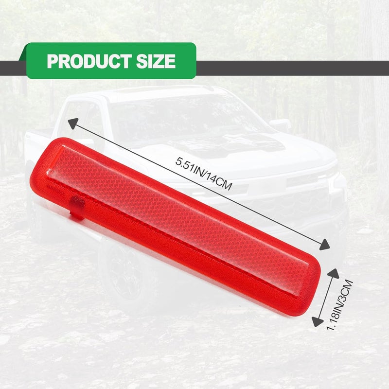 RBOKO 1 Pair Rear Left Driver and Right Passenger Side Door Red Reflector Panel, Safety Alert Light Cover, Compatible with Chevrolet GMC Yukon 2003-2007, Replaces Part # 15183155, 15183156 - Image 2